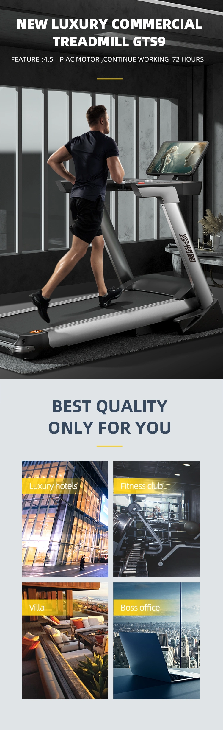 Ypoo 15% Incline Treadmill with Touch Screen Treadmill Fitness Running Machine New Treadmill with Free Yifit APP