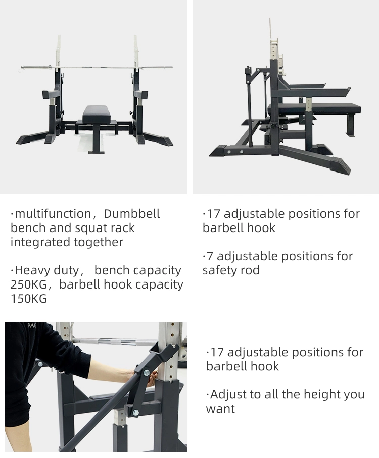 Adjustable Power Rack with Sport Bench for Weight Lifting Fitness Equipment